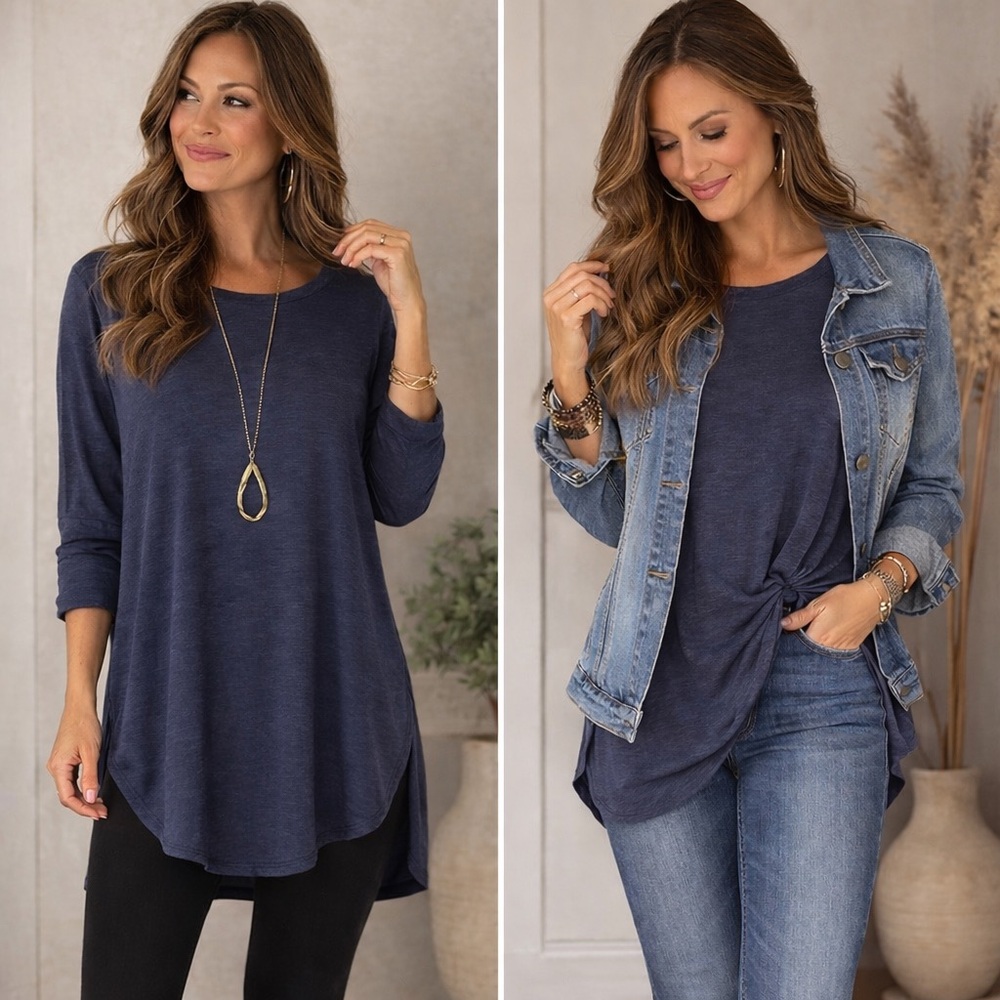Navy Blue Soft Women's Tunic by Carole Christian 04-0144